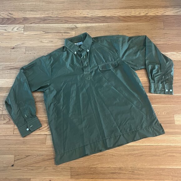 Vintage 100% MADE IN JAPAN Beconta Green Pullover Shirt – Men’s Medium - Picture 1 of 5